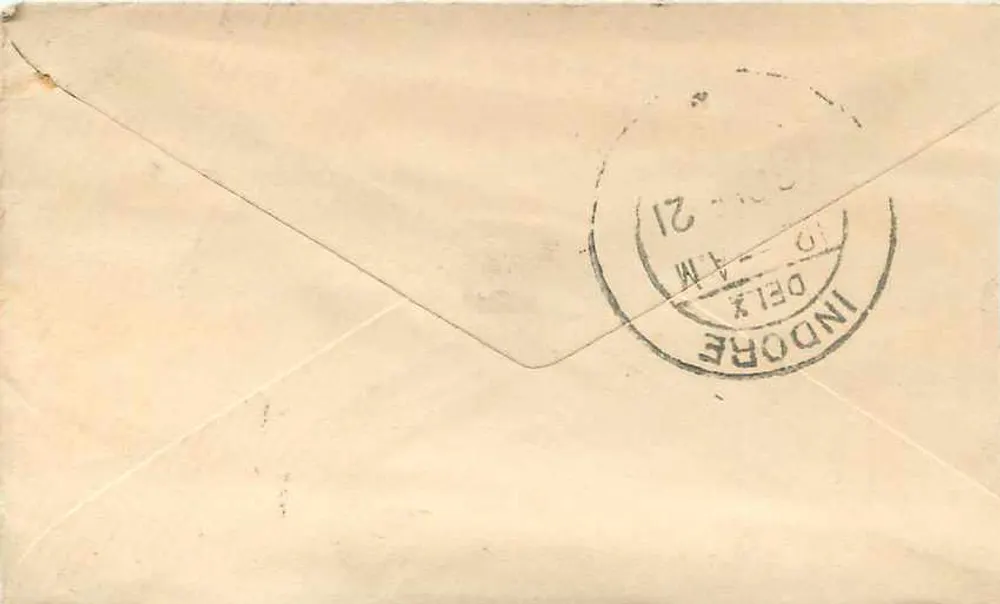 Gwalior — carta postal com selo e carimbo postal — editor desconhecido - Verso