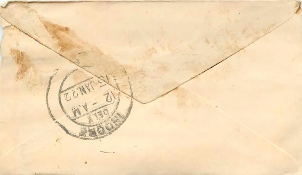 Postcard from Nawalior — Half Anna Stamp — addressed to Indore - Back