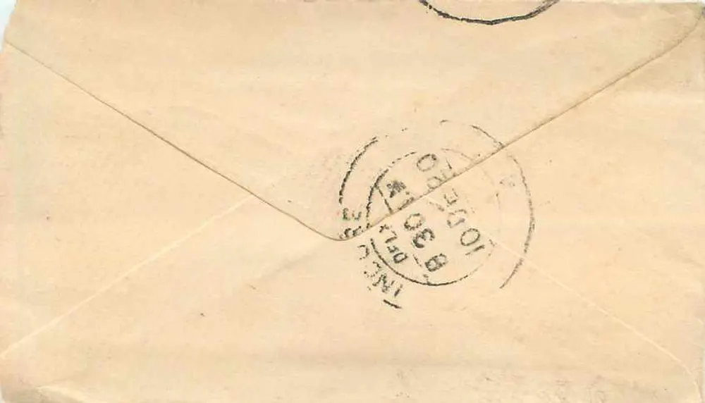 Gwadar — correspondência por volta de 1930 — selo de 1/2 anna e carimbo postal - Verso