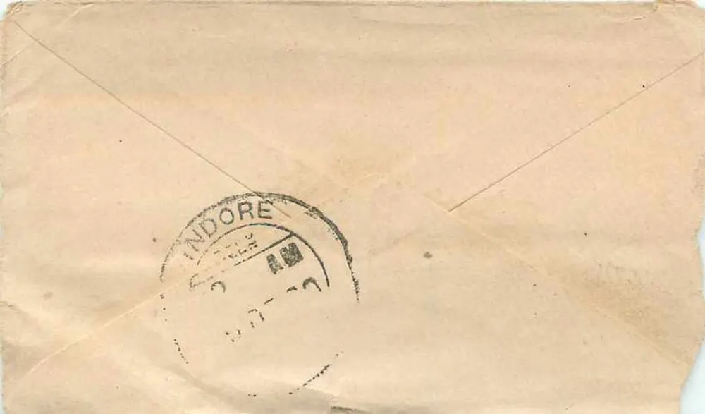 Gwalior — Indore — cartão postal com selos e carimbos - Verso
