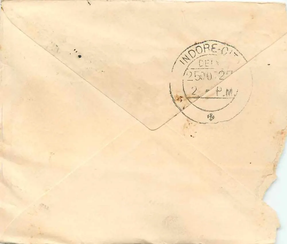 Cidade de Indore — Cidade de Indore — Posto de Correios de Indore - Verso