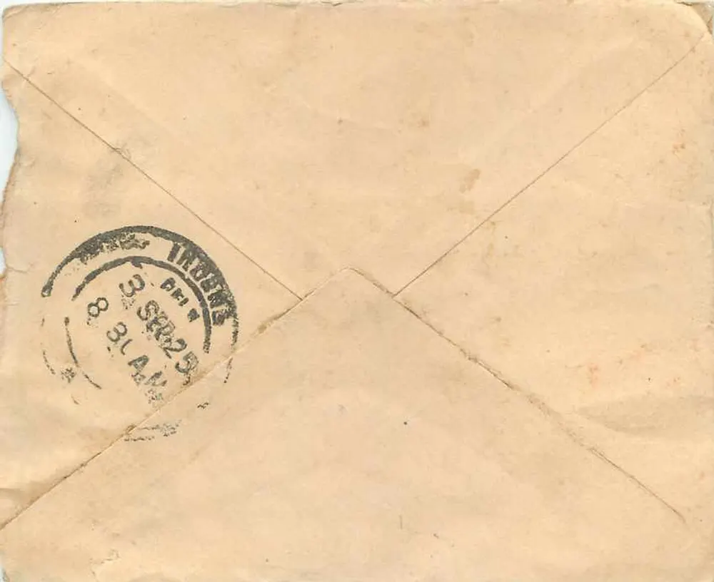 Carta postal indiana — Indore — selo de um anna e carimbo postal - Verso