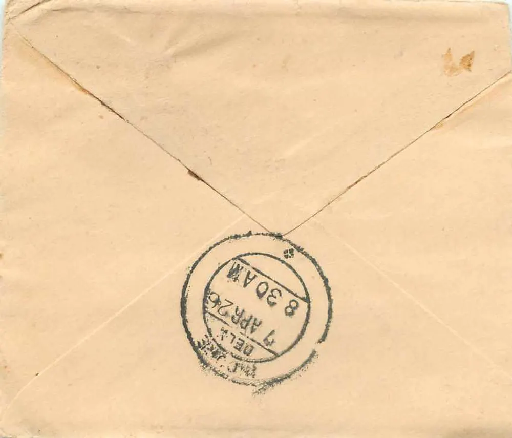 Indore — Letter to Begatram Bachhraja — India - Back