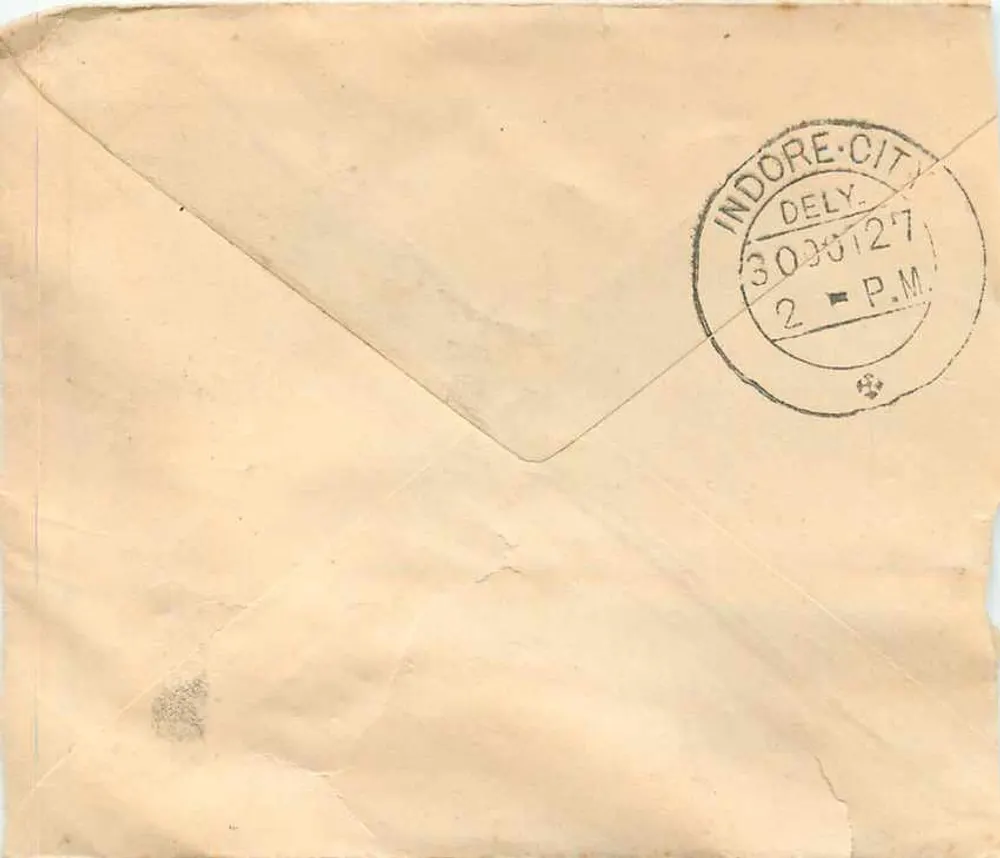 Cidade de Indore — cartão postal para Indore — editor indeterminado - Verso