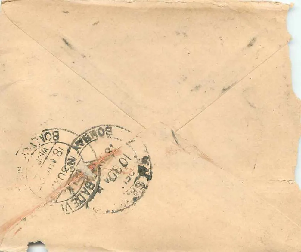 Gwalior — Bombay — antieke ansichtkaart met Brits-Indisch poststempel - Achterkant