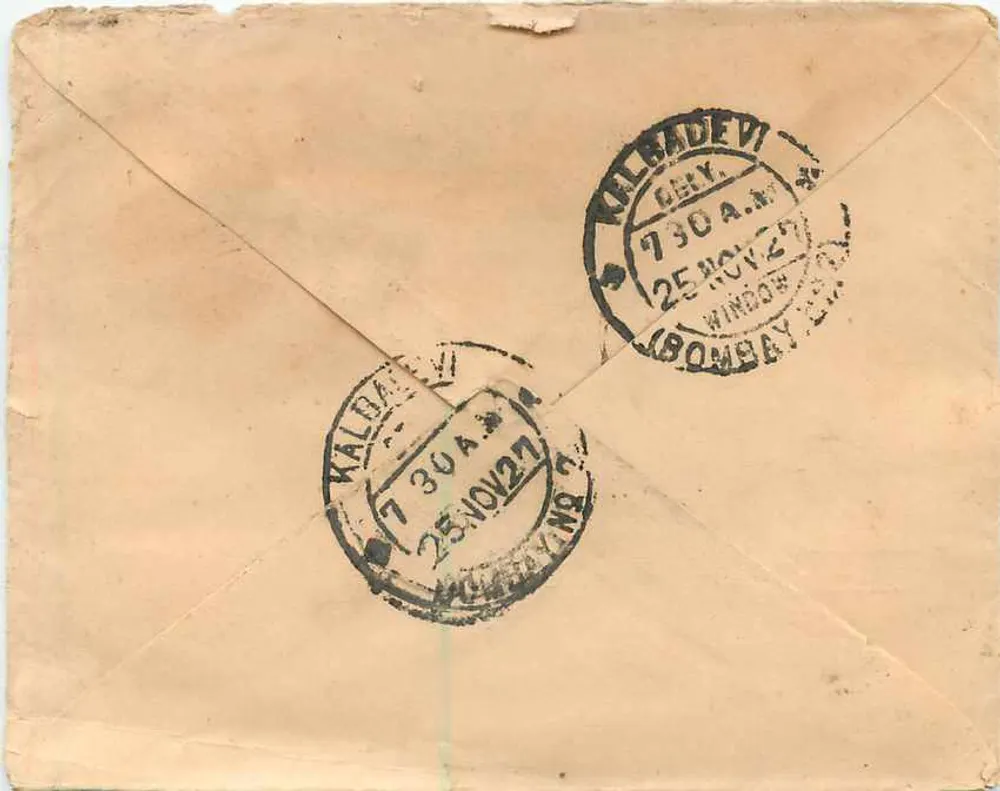 Bombay — Kalmadevi — carta postal com selo da Índia - Verso