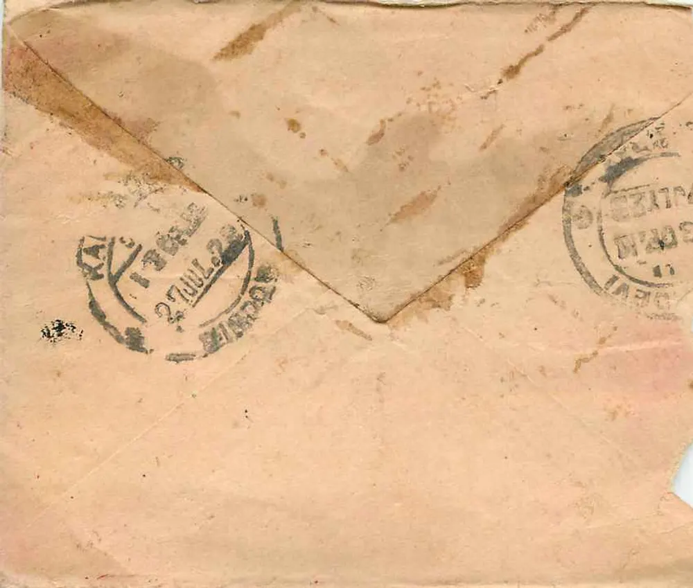 Carta postal comemorativa do aniversário da Índia — Walior — editor indeterminado - Verso