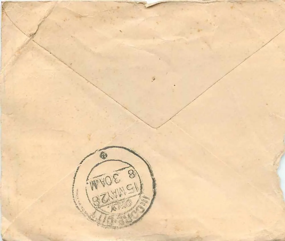 Carta postal de Calcutta para Indore — selo e carimbo de Calcutta, carimbo de Indore - Verso