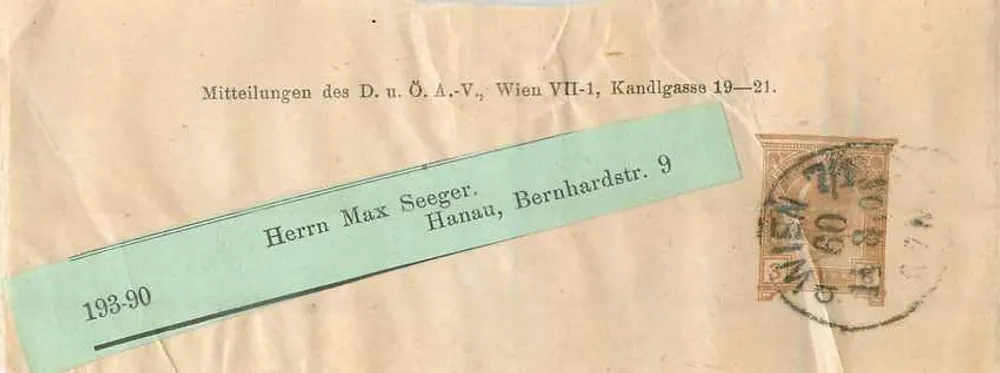 Mitteilungen des D. u. Ö. A.-V. — Viena — editor e número de série 193-90 - Frente