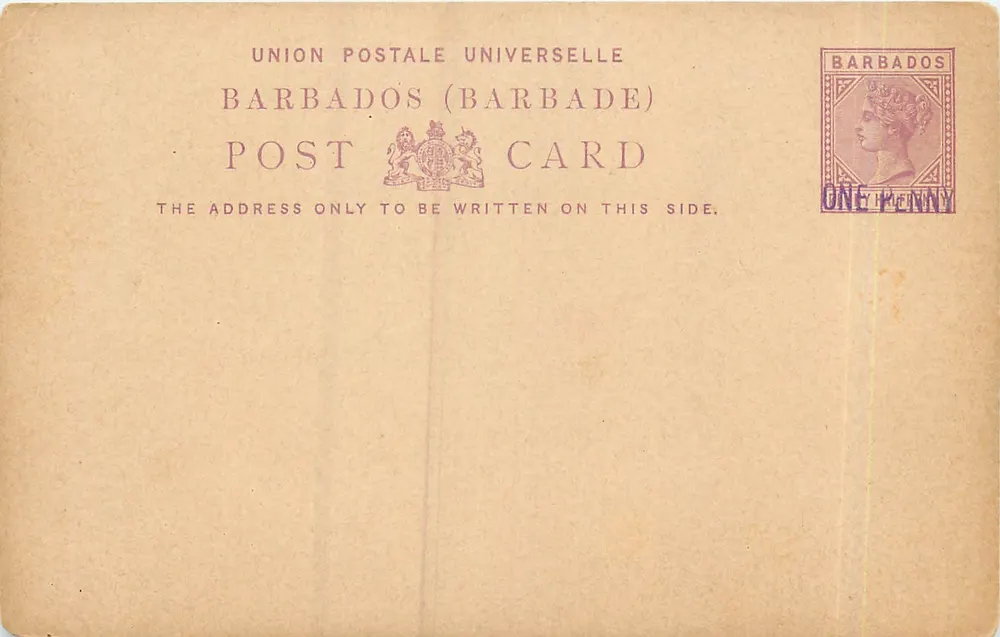 Barbados (Barbade) — carta postal oficial — União Postal Universal - Frente