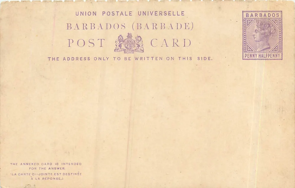 Barbados — universal postcard — publisher Universal Postal Union - Front