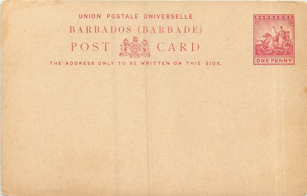 Barbados — Carta postal de uso universal — editor Union Postale Universelle - Frente
