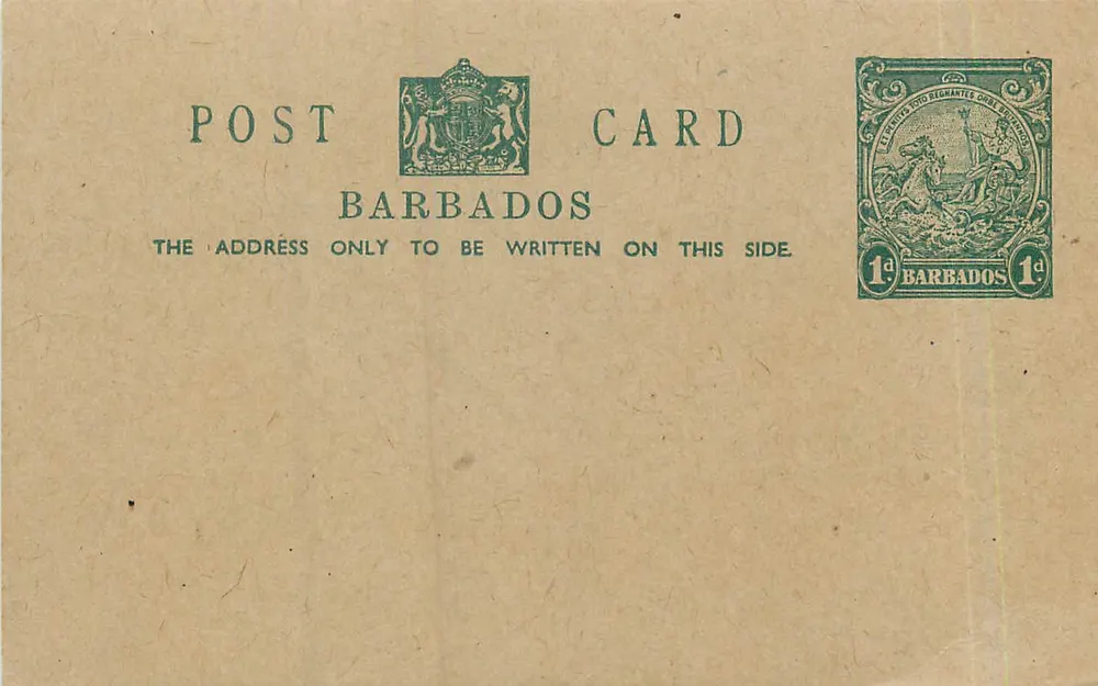 Barbados — carta postal oficial — editor desconhecido, número de série não visível - Frente