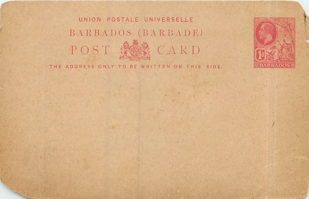 Barbados — carta postal universal — editor não visível - Frente