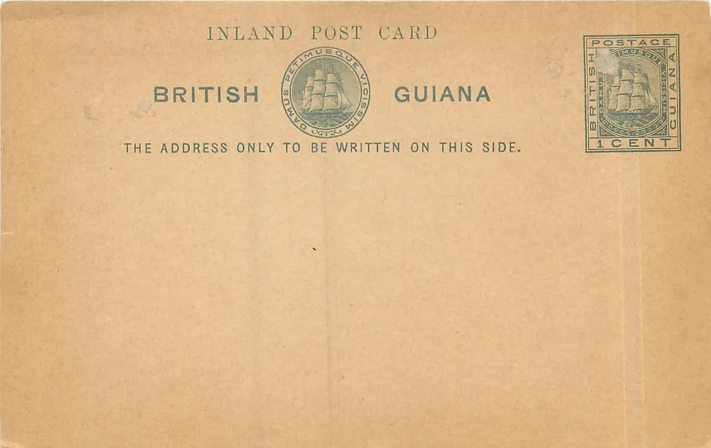 Carta postal interna — British Guiana — editor não visível - Frente