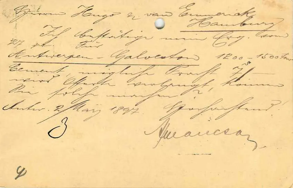 Hambourg — carte postale datée du 28 mars 1891 — éditée par la poste néerlandaise - Verso