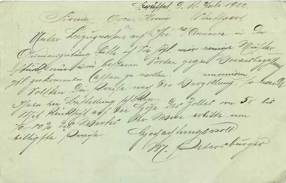 Esposizione Franco-Belga della Muse — Bruxelles, maggio-agosto 1922 — M. Petersburger, rappresentante - Verso