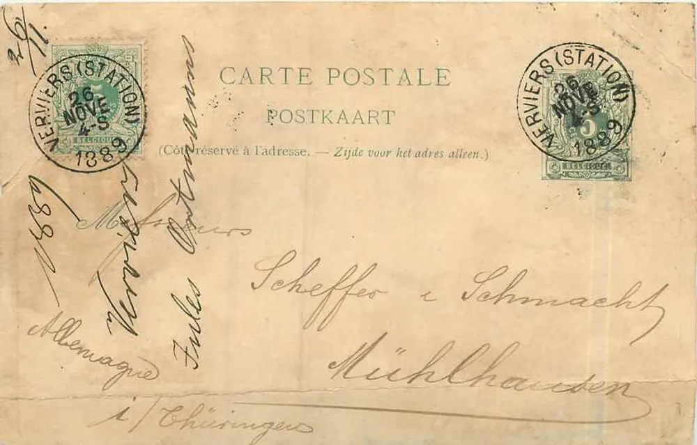 Verrières (Station) — carte postale datée du 26 novembre 1889 — éditeur non identifié, n° de série non visible - Recto