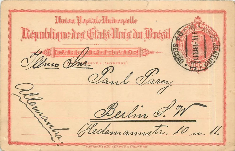 République des États-Unis du Brésil — Carte postale — éditeur American Bank Note Co. New York - Recto