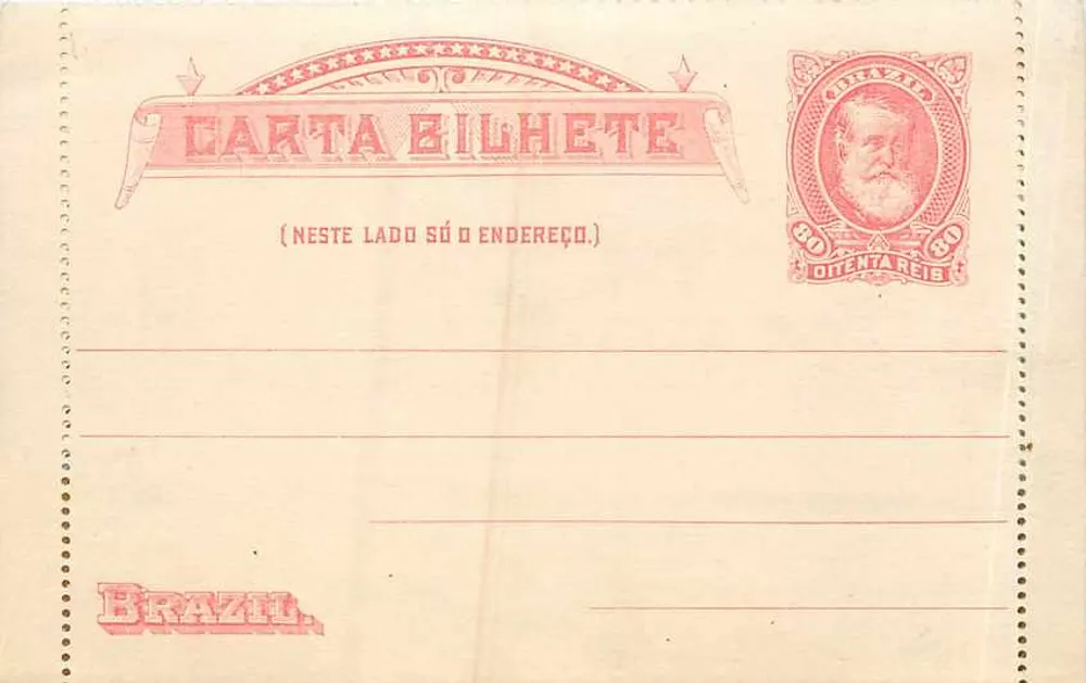 Carta bilhete - Brasil — editor desconocido, sello 80 réis - Anverso