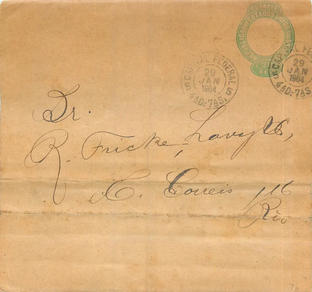 Correio do Rio de Janeiro — 29 janvier 1904 — destiné à Dr. R. Frias, Lavras, Rio - Recto