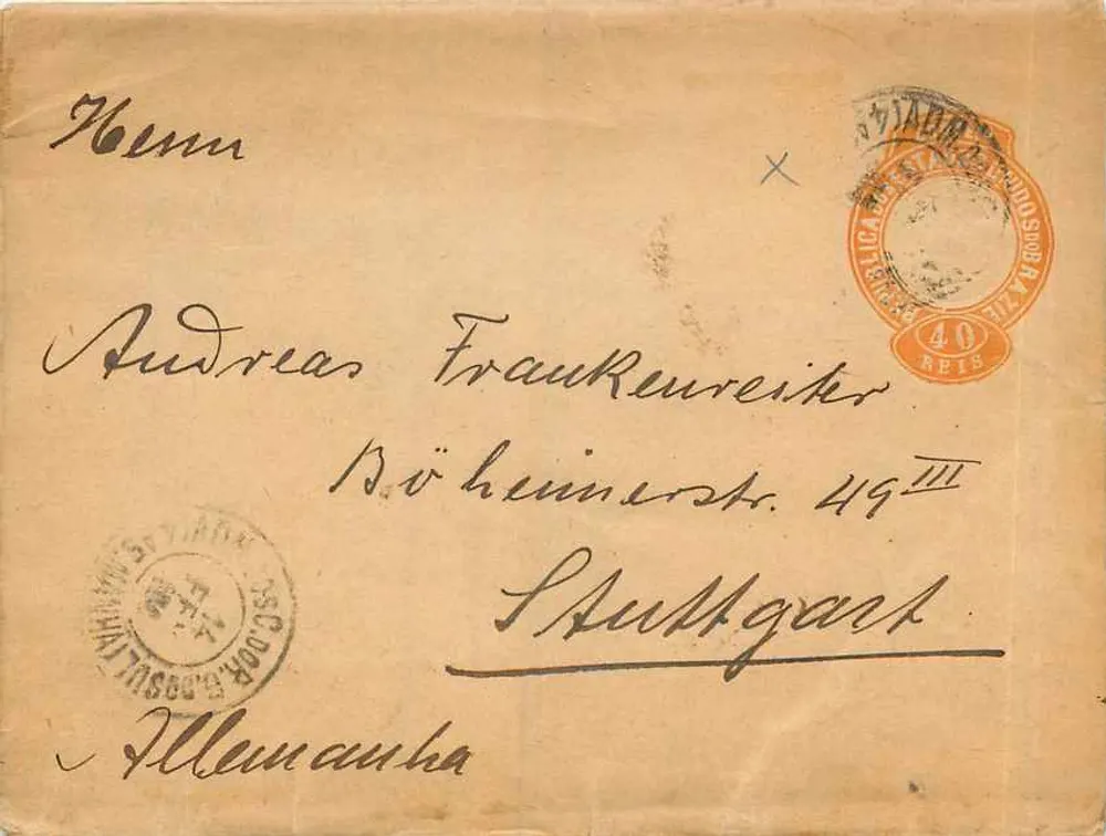 Tarjeta postal antigua de la República Checa — editor 'Republikanischer Postdienst' — n° de serie E8a - Anverso