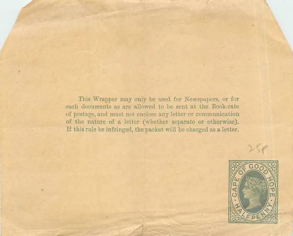 Cape of Good Hope — enveloppe à usage de presse — timbre demi-penny - Recto