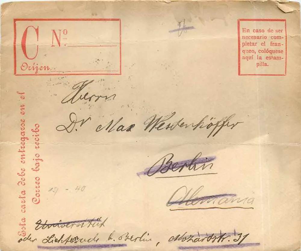 Postcard addressed to Berlin — Spain, 1940 - Front