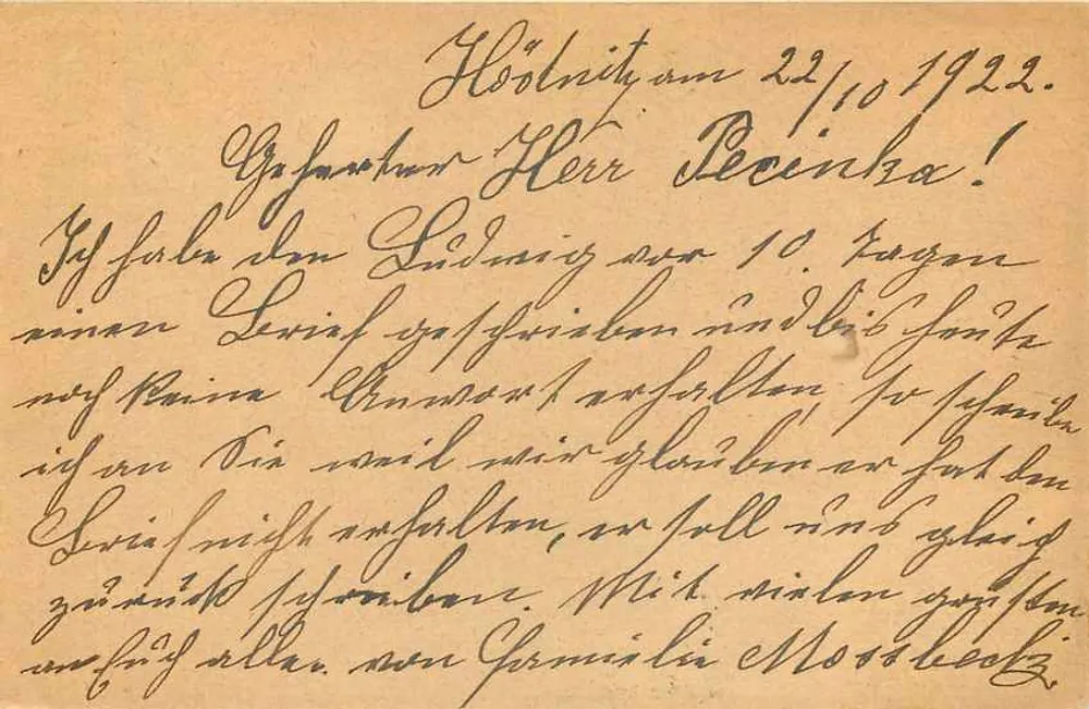 Hößnitz — paesaggio montano — Poste Cecoslovacche, numero di serie non visibile - Verso