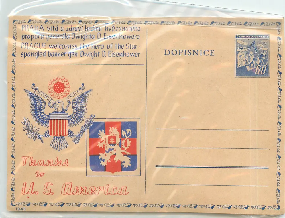 Prague — accueil du général Dwight D. Eisenhower — éditeur inconnu, n° de série non visible - Recto
