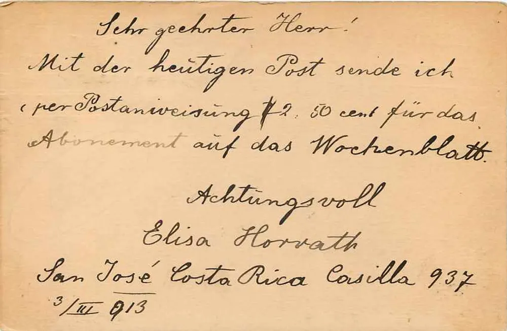 Cartolina Costa Rica — corrispondenza verso New York — editore American Banknote Co. N.Y. - Verso