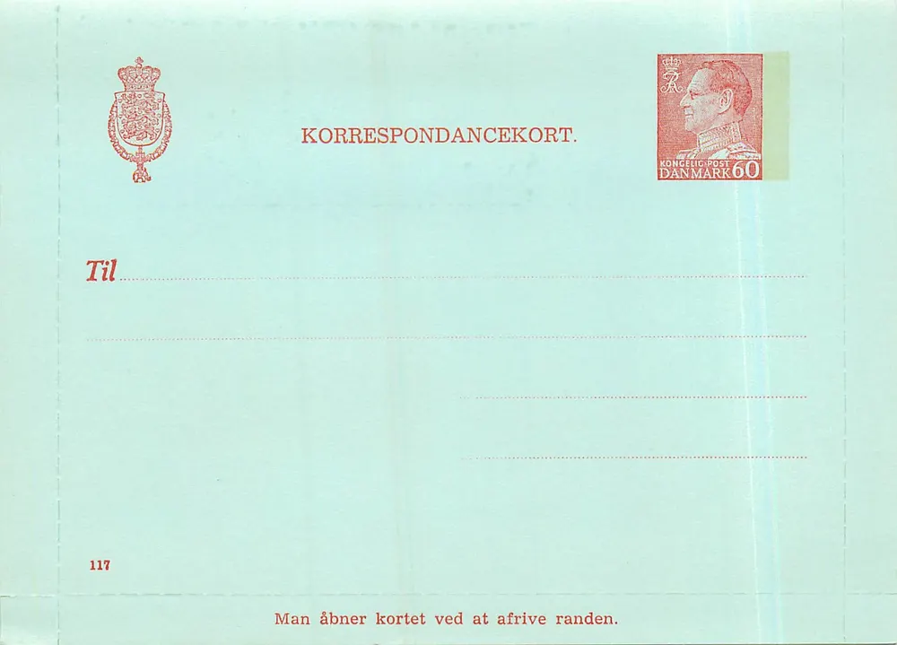 Carta postal real dinamarquesa — série 117 — editor desconhecido - Frente
