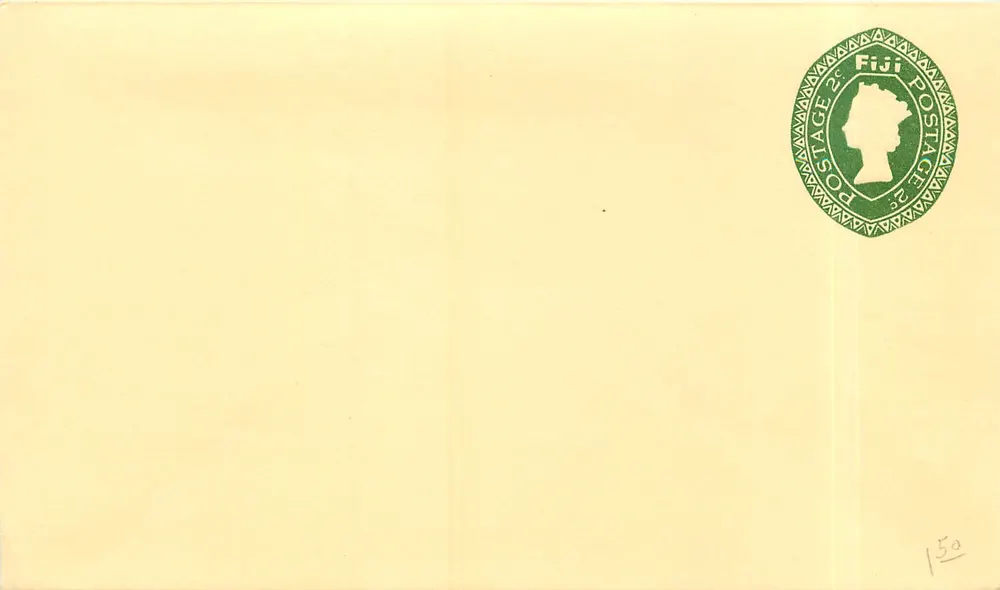 Fiji — timbre-poste 2¢ vert — éditeur inconnu, n° de série non visible - Recto