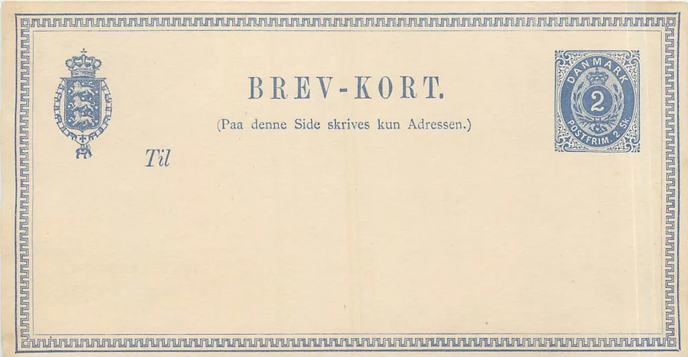डैनिश पोस्टकार्ड — BREV-KORT — 2 स्कॉरिंग 1900 के मुद्रांक - आगे