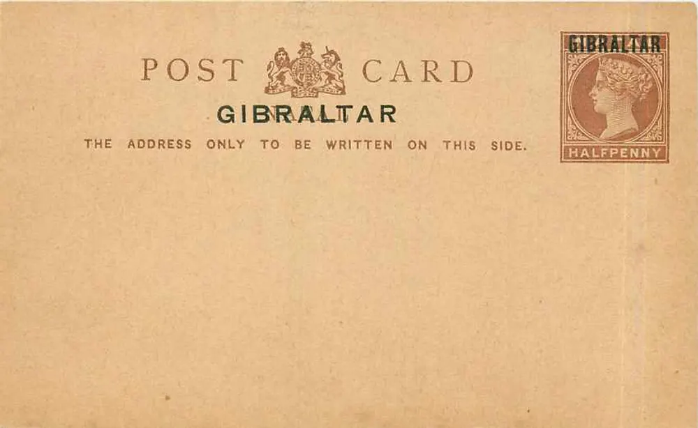 Gibraltar — carta postal com selo de 1/2 penny — editor não visível - Frente
