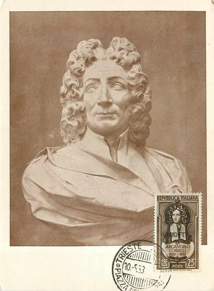 Busto de Arcangelo Corelli — Trieste — editor desconhecido, número de série não visível - Frente
