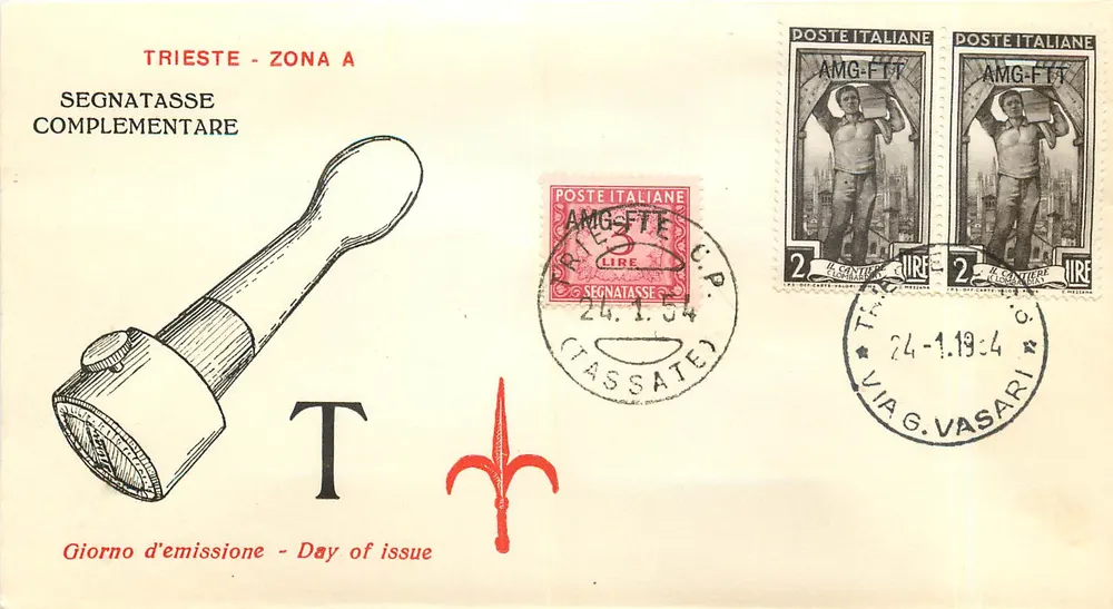 Triest — Zone A — Ergänzungsstempel — Ausgabe « Ergostar » 1954 - Vorderseite