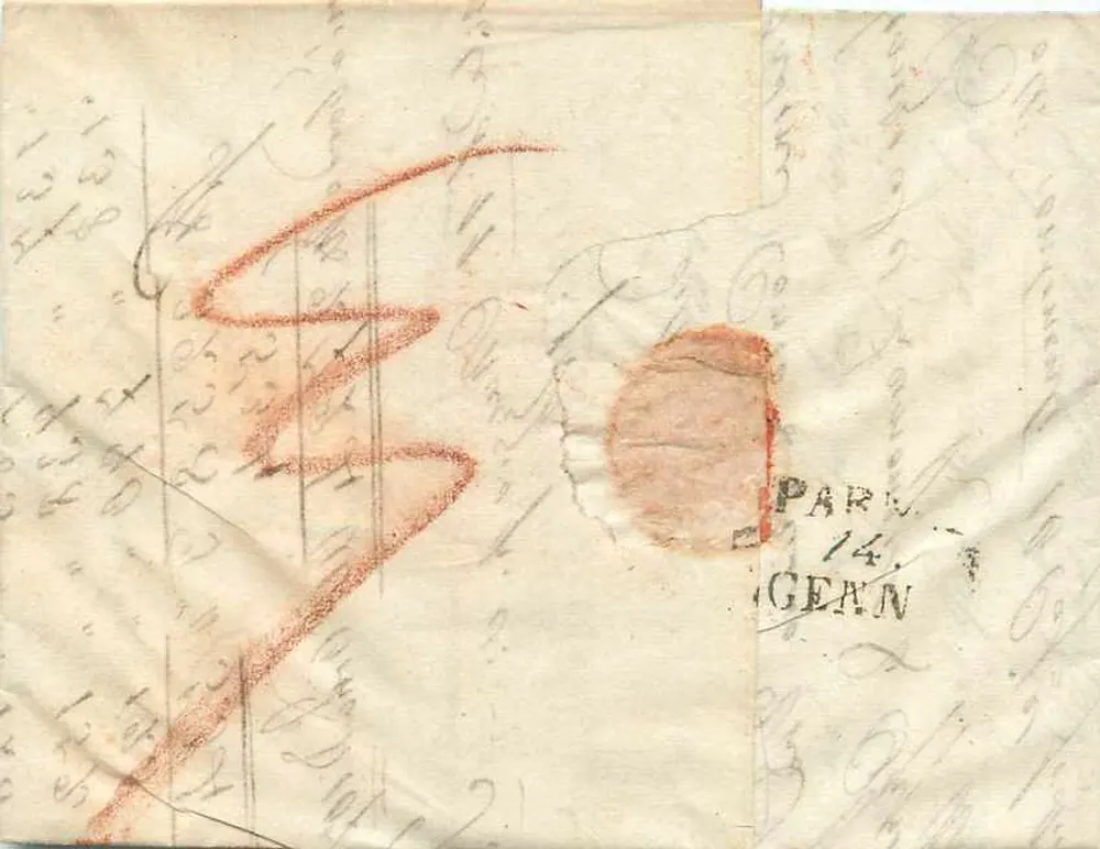 Trieste — Parma — Lettre à Gio Pradusio Bo' — cachet V. TRIEST. et timbre postal - Verso