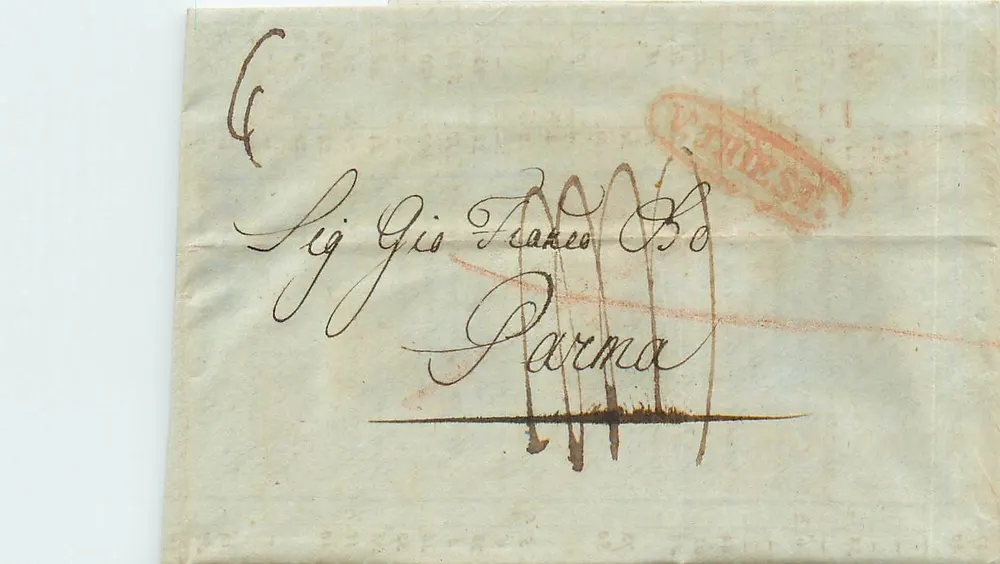 Parma — lettre à l'attention de Sig. Gio Franco Bo — cachet postal 'VITTIÈSE' et date de Parma, 2 décembre - Recto