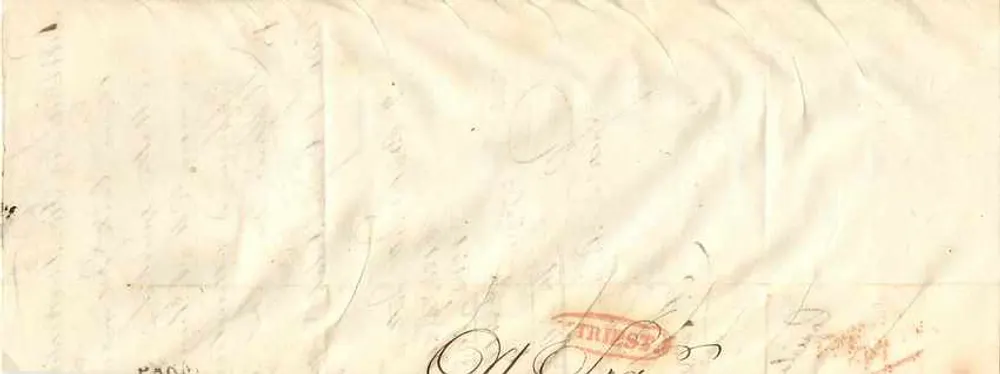 Carte postale à destination de Gio. Francesco Bo à Parme — datée septembre 1840 — avec timbre et cachet postal - Verso