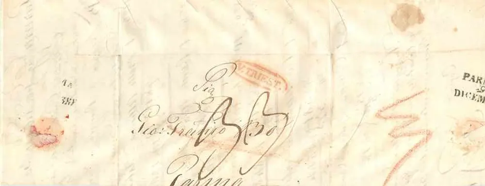 Carte postale ancienne — correspondance manuscrite — Paris, décembre 1837 - Verso
