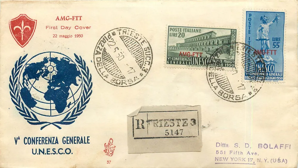 Vème Conférence Générale de l'UNESCO — Trieste — AMG-FTT - Recto