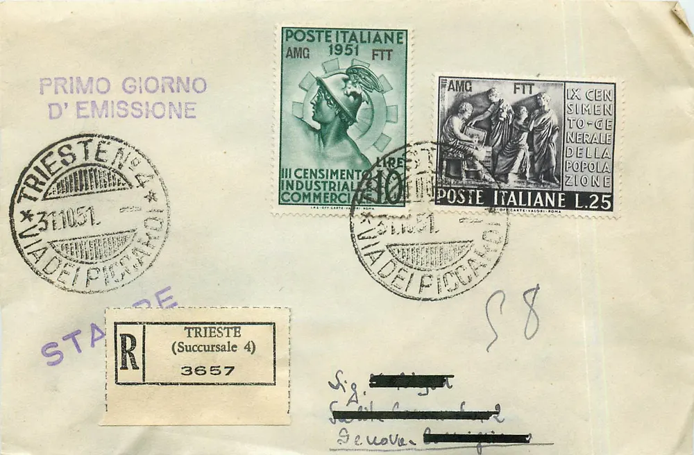 Triest — Erster Tag der Ausgabe — Italienische Post - Vorderseite