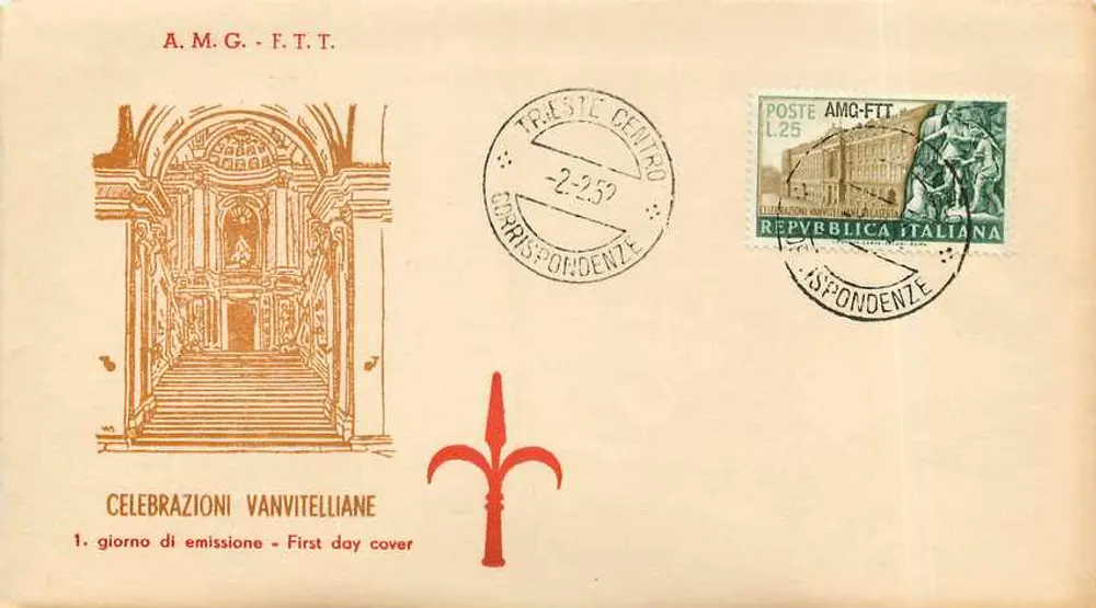 Trieste Centro — Célébrations Vanvitelliane — A.M.G.-F.T.T. 1er jour d'émission - Recto