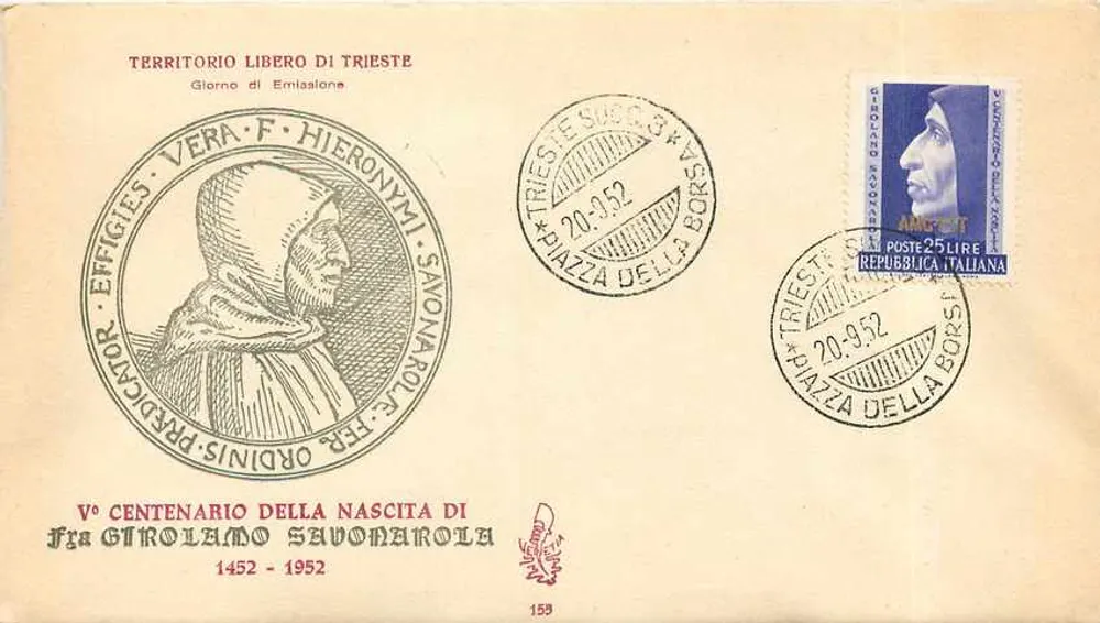 Freier Territorium Triest — Centenar der Geburt von Fra Girolamo Savonarola — Sonderausgabe - Vorderseite
