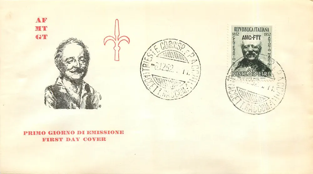 Trieste — Ersttag der Ausgabe — 25 Lire AMC-FTT 1952 - Vorderseite