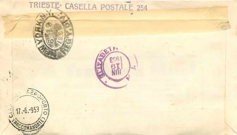 Trieste - Barcola - Vue de l'église — A.M.G. - F.T.T. — 1er jour - Verso