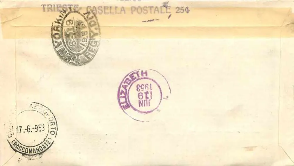 Trieste - Vue de l'église - Première journée - 16.6.1953 - Verso