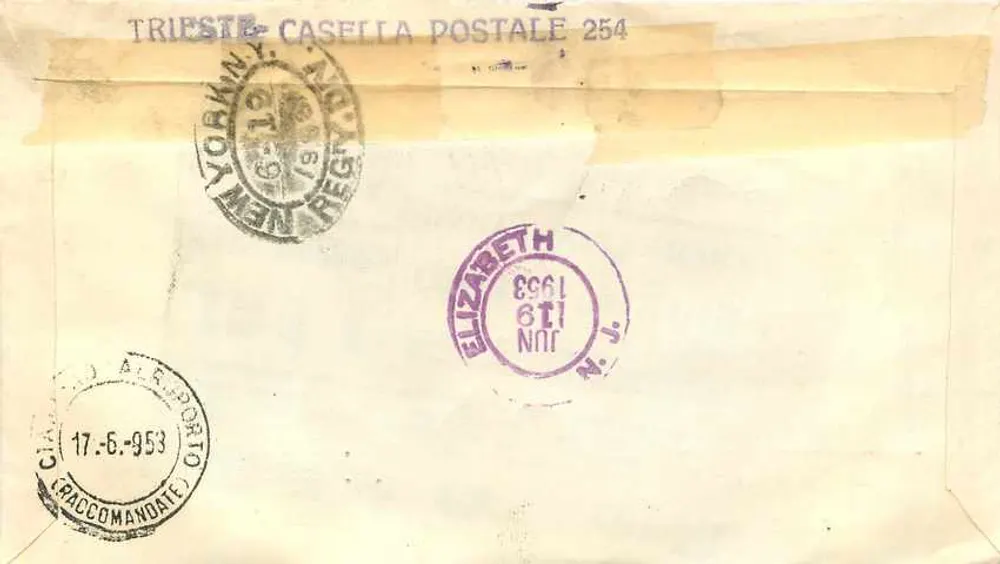 Trieste - AMG-FIT-Stempel-Emission - Erster Tag - 16.6.1953 - Rückseite