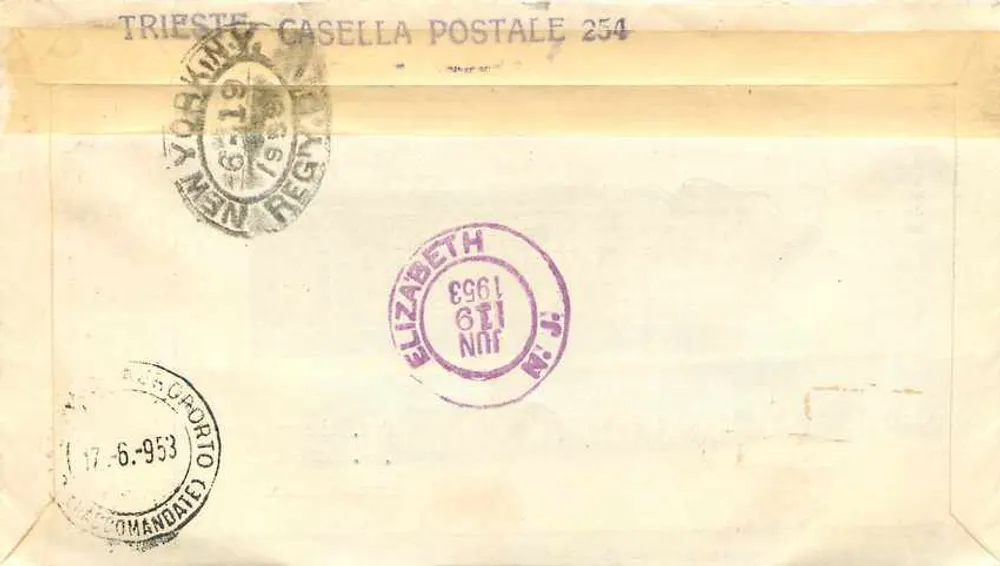 Triest - Erster Tag der Ausgabe - 16-6-1953 — Verlag AMC-FTT, Seriennummer 4474 - Rückseite